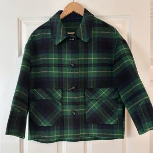 Cropped Plaid Wool Coat - Women’s S